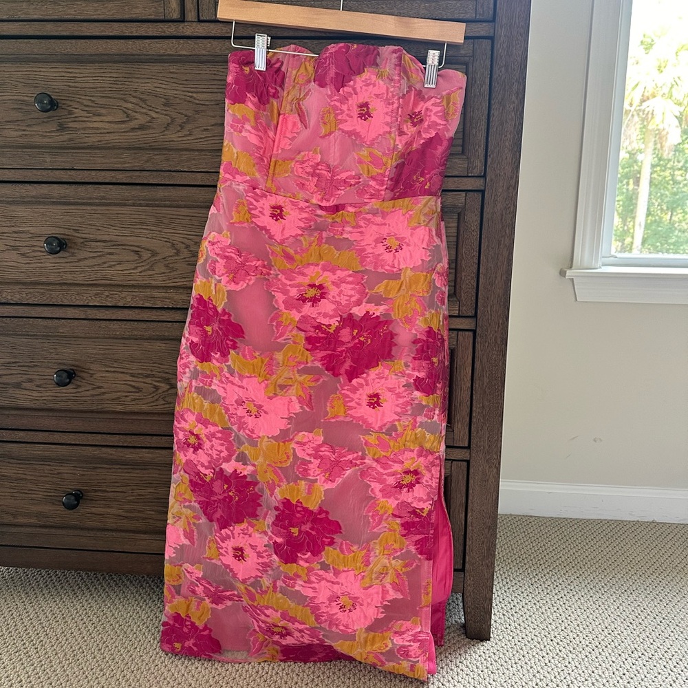 Pink bustier midi dress